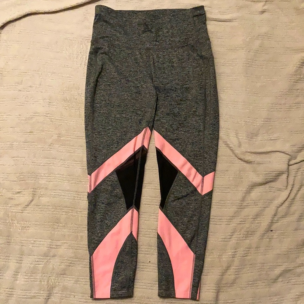 Grey and Pink sport compression leggings